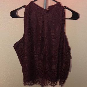 Sleeveless lace high neck blouse